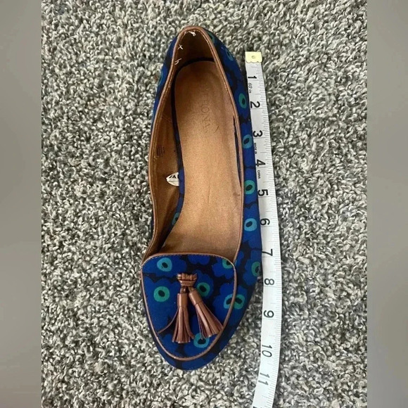 MERONA LOAFER FLAT FLOWER PRINT SHOES BLUE AND TAN FAUX LEATHER TRIM SIZE 8 - Picture 5 of 10